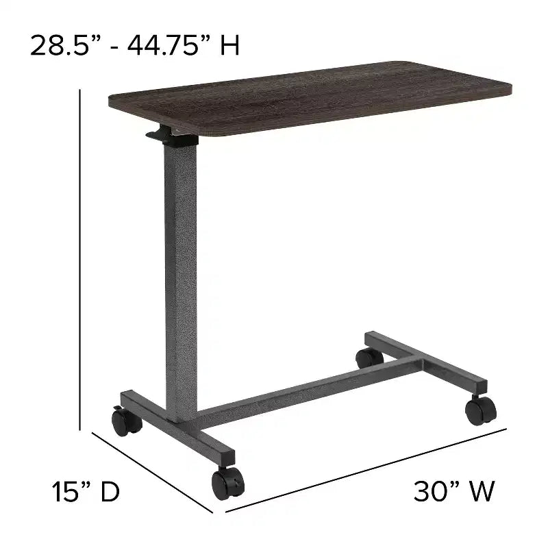 Emma and Oliver Adjustable Overbed Table with Wheels for Home and Hospital-Rolling Bedside Table