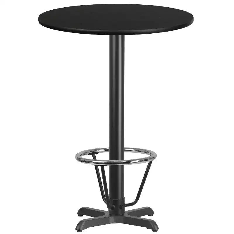 Emma and Oliver 30 Round Laminate Bar Table with 22x22 Foot Ring Base