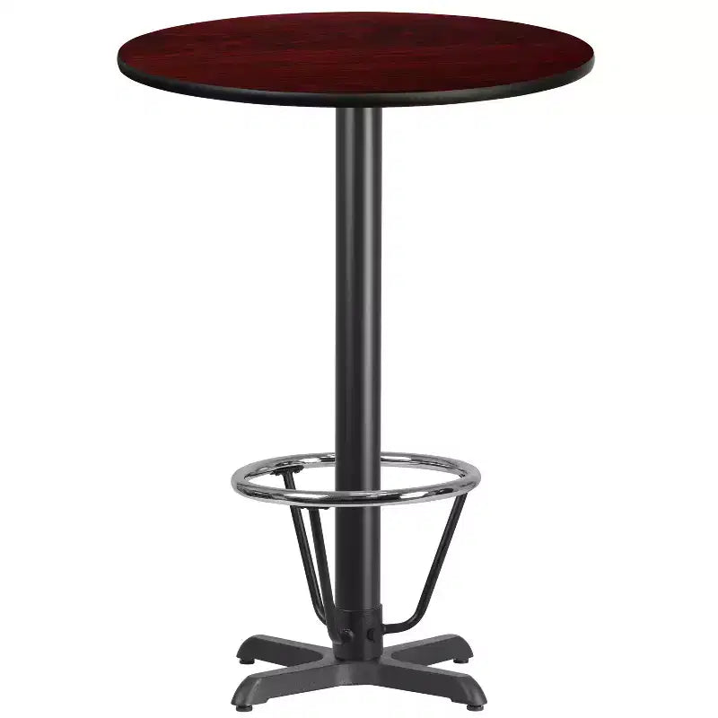 Emma and Oliver 30 Round Laminate Bar Table with 22x22 Foot Ring Base