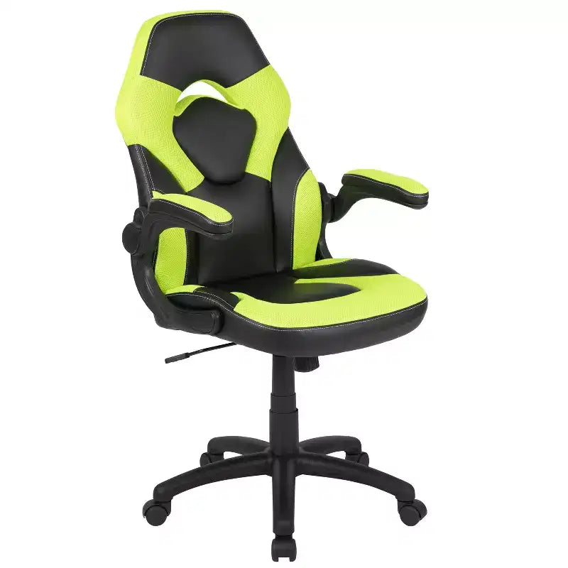 Flash Furniture Gaming Desk and Racing Chair Set with Cup Holder, Headphone Hook & 2 Wire Management Holes