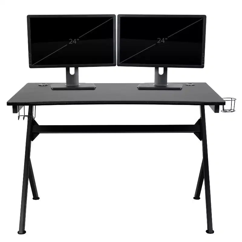 Flash Furniture Gaming Desk and Racing Chair Set with Cup Holder, Headphone Hook & 2 Wire Management Holes