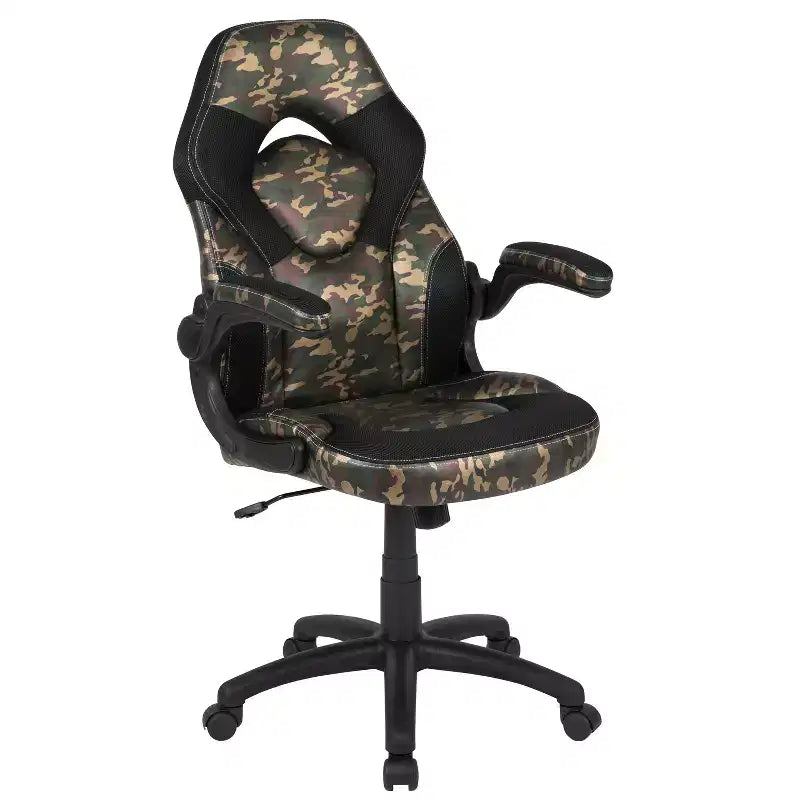 Flash Furniture Gaming Desk and Racing Chair Set with Cup Holder, Headphone Hook & 2 Wire Management Holes