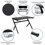 Flash Furniture Gaming Desk and Racing Chair Set with Cup Holder, Headphone Hook & 2 Wire Management Holes