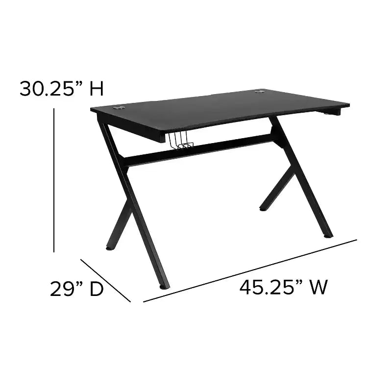 Flash Furniture Gaming Desk and Racing Chair Set with Cup Holder, Headphone Hook & 2 Wire Management Holes