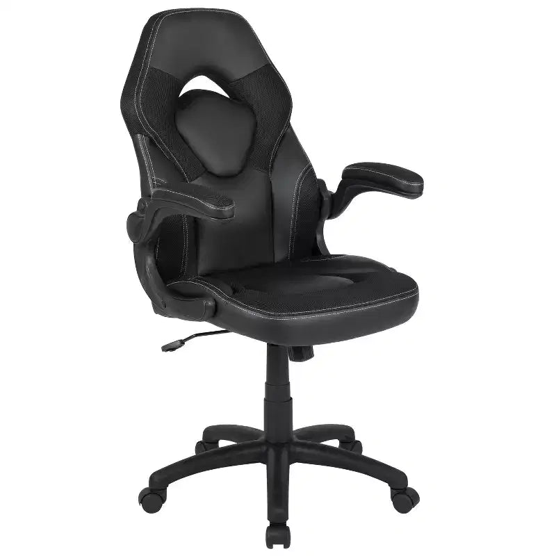 Flash Furniture Gaming Desk and Racing Chair Set with Cup Holder, Headphone Hook & 2 Wire Management Holes