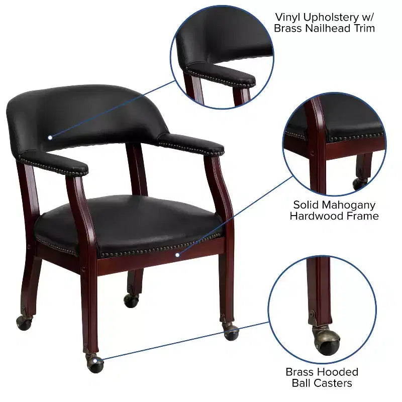 Emma and Oliver Conference Chair with Accent Nail Trim and Casters