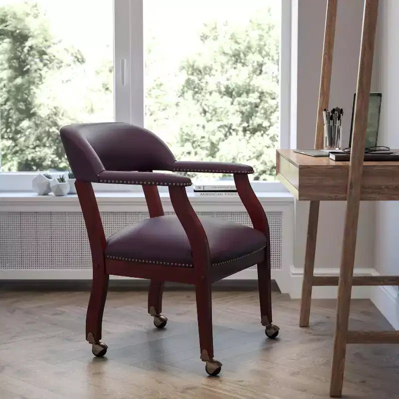 Emma and Oliver Conference Chair with Accent Nail Trim and Casters