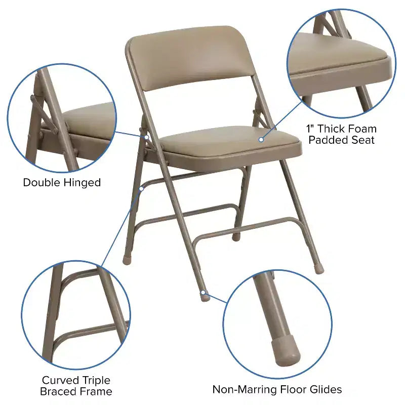 Emma and Oliver 2 Pack Home & Office Portable Party Events Padded Metal Folding Chair