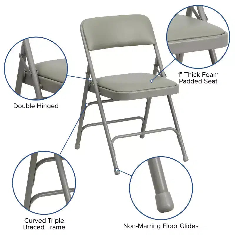 Emma and Oliver 2 Pack Home & Office Portable Party Events Padded Metal Folding Chair