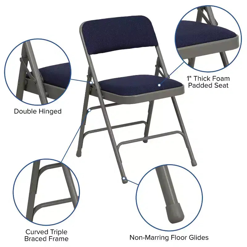 Emma and Oliver 2 Pack Home & Office Portable Party Events Padded Metal Folding Chair