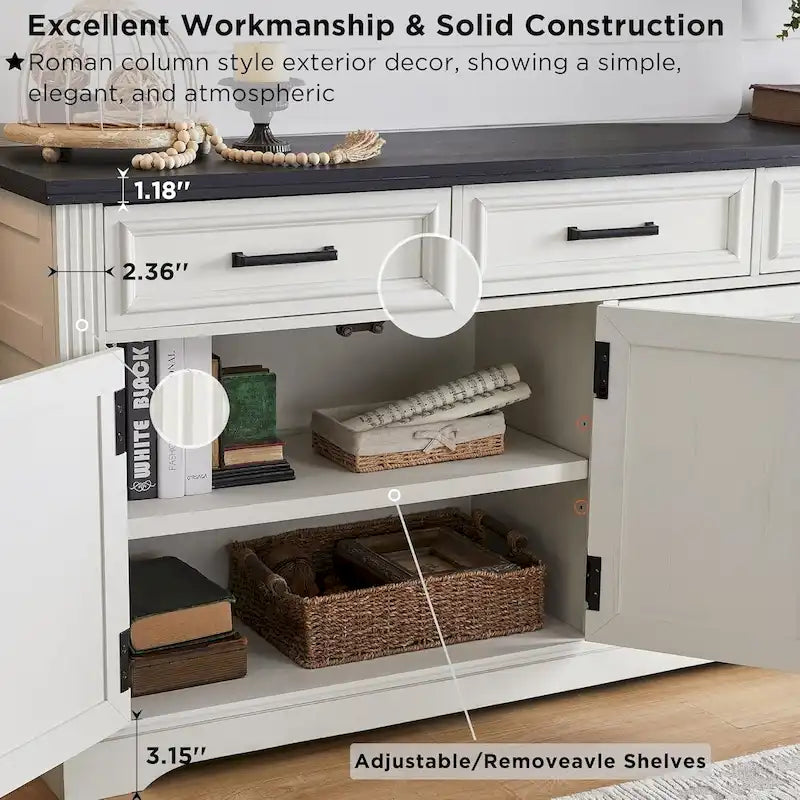 Farmhouse Buffet Sideboard Cabinet,Coffee Bar Wine Bar for Dining Room - N/A
