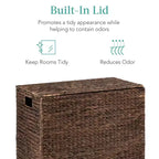 Best Choice Products Large Natural Water Hyacinth Double Laundry Hamper Basket w/ 2 Liner Bags, Handles