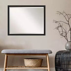 Grace Narrow Brushed Framed Bathroom Vanity Wall Mirror Black - Amanti