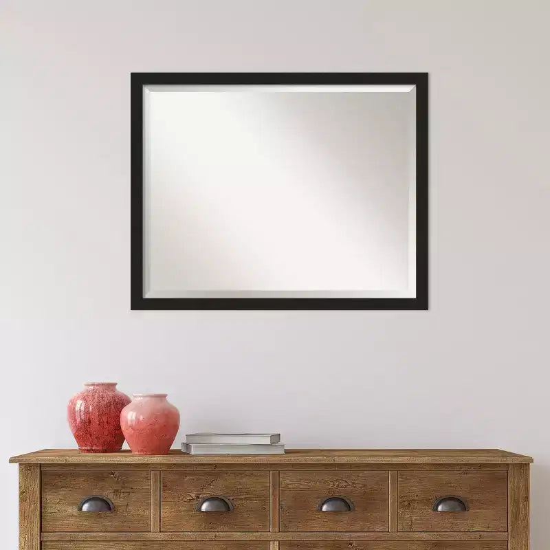 Grace Narrow Brushed Framed Bathroom Vanity Wall Mirror Black - Amanti