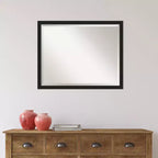 Grace Narrow Brushed Framed Bathroom Vanity Wall Mirror Black - Amanti