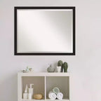 Grace Narrow Brushed Framed Bathroom Vanity Wall Mirror Black - Amanti