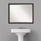 Grace Narrow Brushed Framed Bathroom Vanity Wall Mirror Black - Amanti