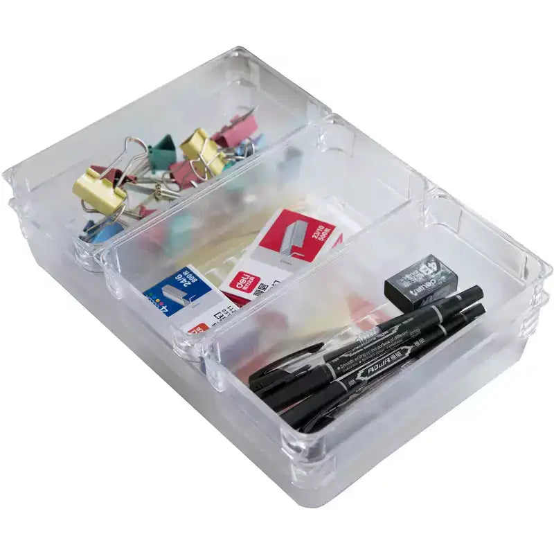 Basicwise Clear Plastic Set of 4 Drawer Organizers