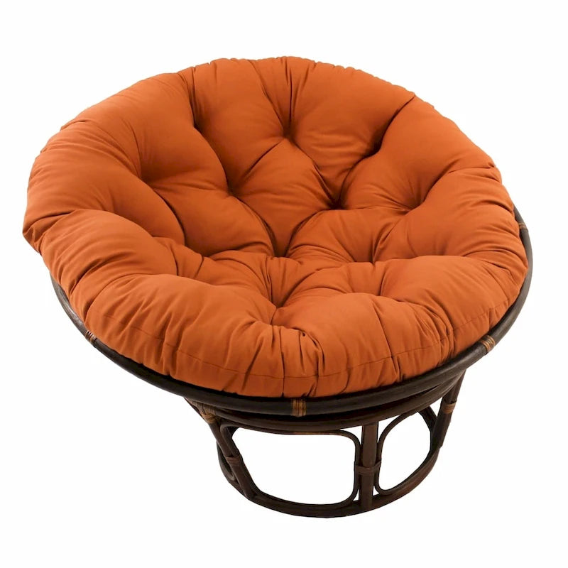 Poltrona Papasan Bali da 42 pollici in rattan con cuscino in twill