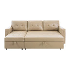 Divano componibile convertibile reversibile con letto estraibile, chaise longue con contenitore nascosto e gambe durevoli