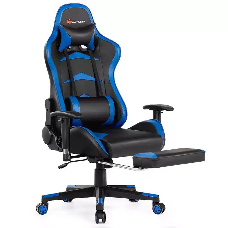Sedia da ufficio gaming massaggiante reclinabile girevole da corsa Costway con poggiapiedi