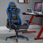 Sedia da ufficio gaming massaggiante reclinabile girevole da corsa Costway con poggiapiedi