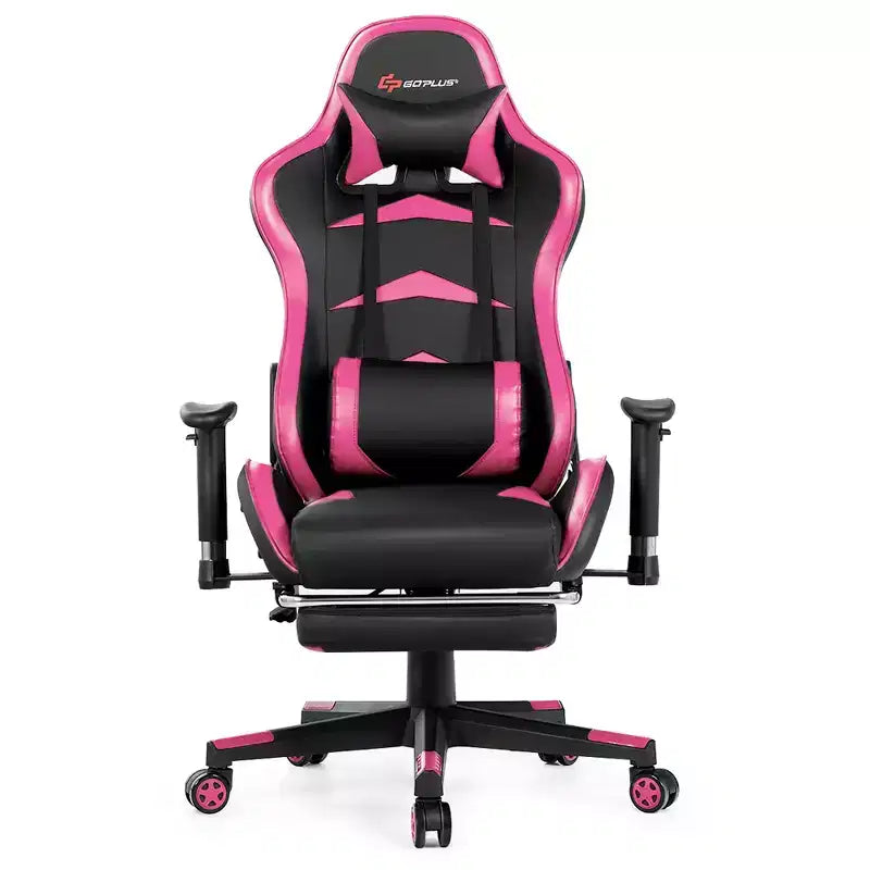 Sedia da ufficio gaming massaggiante reclinabile girevole da corsa Costway con poggiapiedi