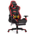Sedia da ufficio gaming massaggiante reclinabile girevole da corsa Costway con poggiapiedi