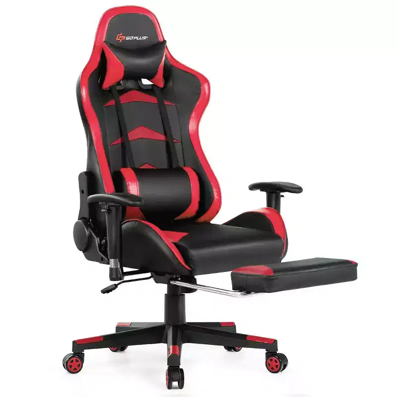 Sedia da ufficio gaming massaggiante reclinabile girevole da corsa Costway con poggiapiedi