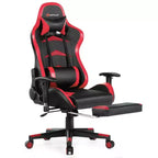 Sedia da ufficio gaming massaggiante reclinabile girevole da corsa Costway con poggiapiedi
