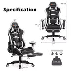 Sedia da ufficio gaming massaggiante reclinabile girevole da corsa Costway con poggiapiedi