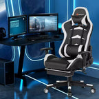 Sedia da ufficio gaming massaggiante reclinabile girevole da corsa Costway con poggiapiedi