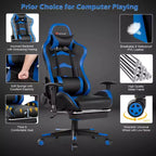 Sedia da ufficio gaming massaggiante reclinabile girevole da corsa Costway con poggiapiedi