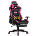 Sedia da ufficio gaming massaggiante reclinabile girevole da corsa Costway con poggiapiedi