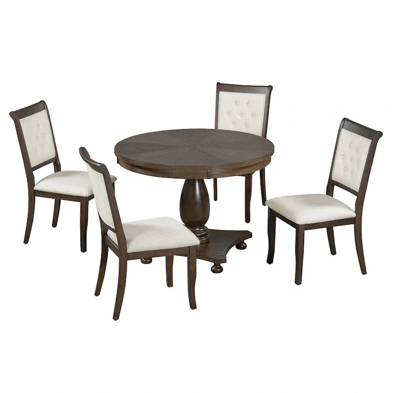 Set da pranzo da 5 pezzi Lak Retro con sedie imbottite di GDFStudio
