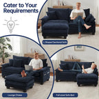 Modular Sectional Sofa, Comfy Cloud Couch Sectional Sofa with Ottoman, Deep Seat Sofa Sleeper for Living Room