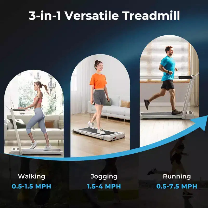 Costway 2.25HP 3-in-1 Folding Treadmill W/Table Speaker Remote Home Office White