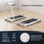 Costway 2.25HP 3-in-1 Folding Treadmill W/Table Speaker Remote Home Office White