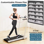 Costway 2.25HP 3-in-1 Folding Treadmill W/Table Speaker Remote Home Office White