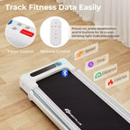 Costway 2.25HP 3-in-1 Folding Treadmill W/Table Speaker Remote Home Office White