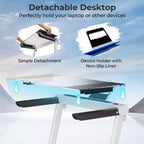 Costway 2.25HP 3-in-1 Folding Treadmill W/Table Speaker Remote Home Office White