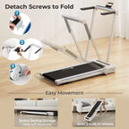 Costway 2.25HP 3-in-1 Folding Treadmill W/Table Speaker Remote Home Office White