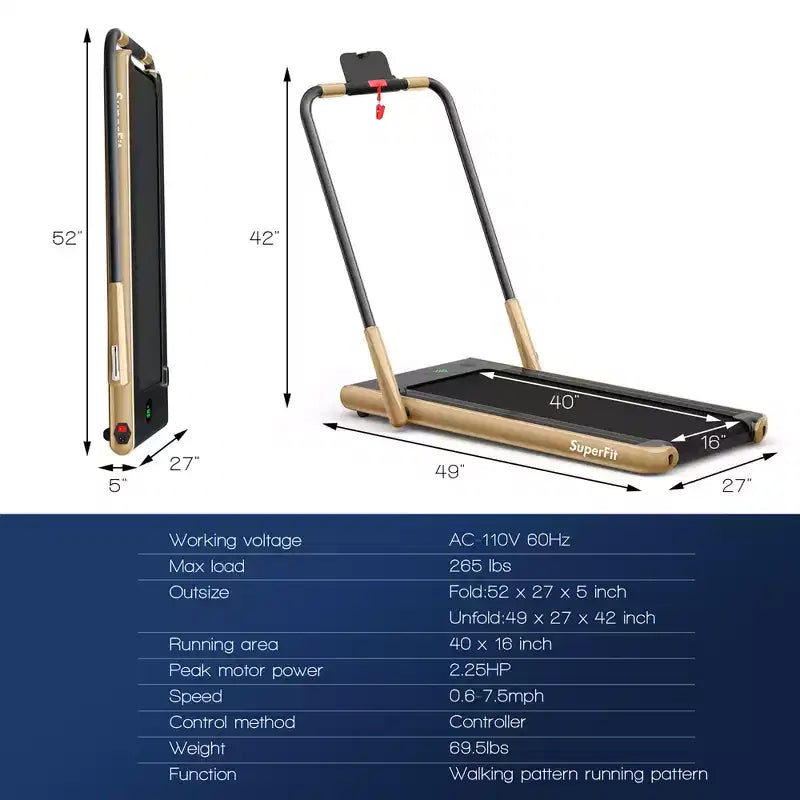 Costway Tapis Roulant Pieghevole 2 in 1 Sotto la Scrivania 2,25HP con Telecomando