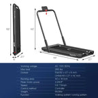 Costway Tapis Roulant Pieghevole 2 in 1 Sotto la Scrivania 2,25HP con Telecomando