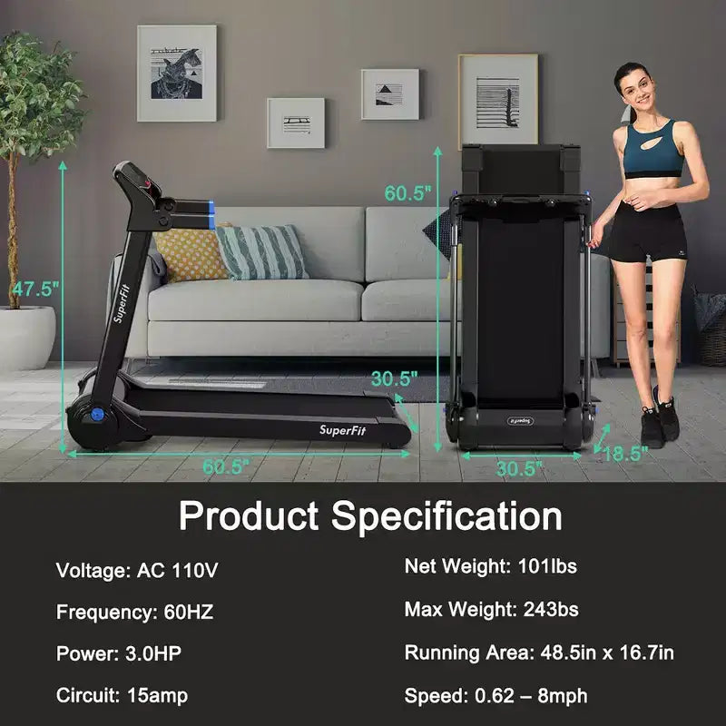 Tapis Roulant Elettrico Pieghevole Costway 3HP con Altoparlante Rosso\Blu\Argento\Viola