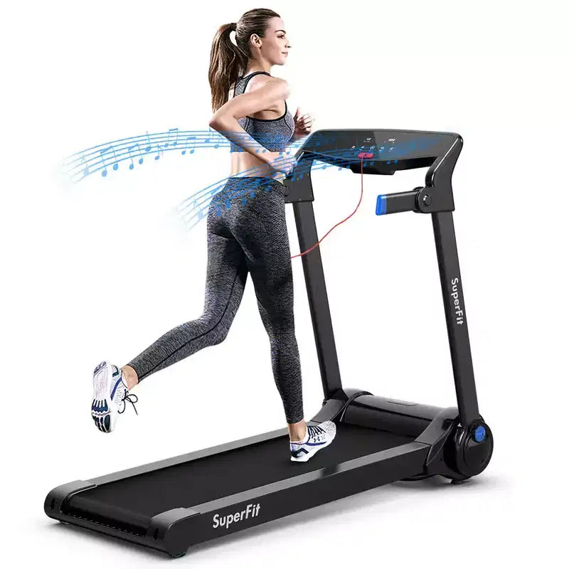 Costway 3HP Folding Electric Treadmill Running Machine w/ Speaker Red\Blue\Silver\Purple