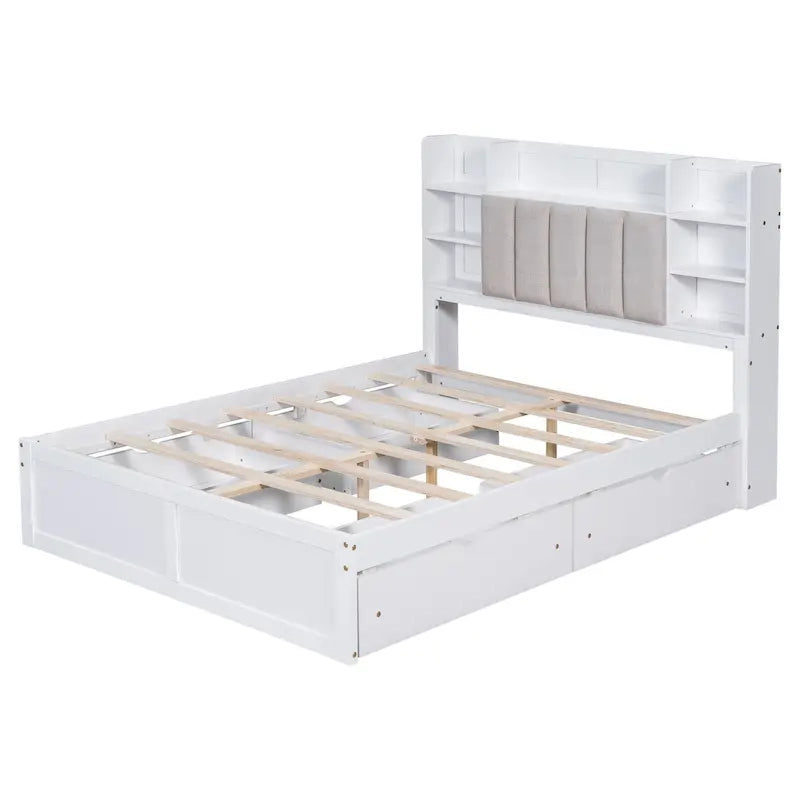 Struttura letto con 4 cassetti contenitore portatili sotto il letto