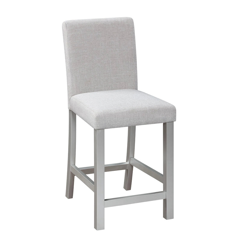 Set da pranzo moderno di 5 pezzi con tavolo quadrato ad altezza bancone e 4 sedie imbottite