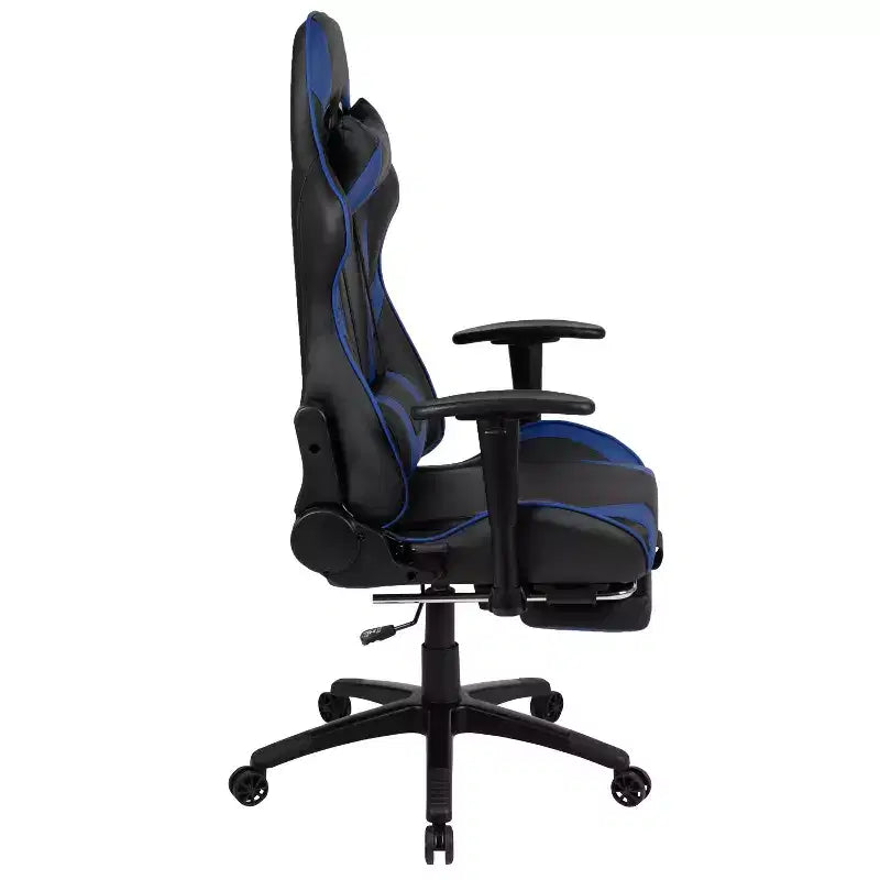 Sedia gaming reclinabile BlackArc in similpelle – Braccioli girevoli regolabili in altezza, poggiapiedi estraibile, cuscini poggiatesta e lombare