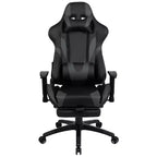 Sedia gaming reclinabile BlackArc in similpelle – Braccioli girevoli regolabili in altezza, poggiapiedi estraibile, cuscini poggiatesta e lombare